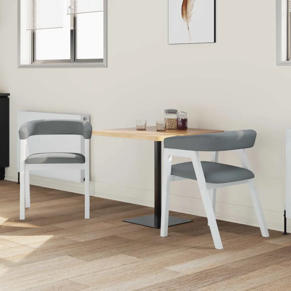 vidaXL Eettafelstoelen 2 st Massief Rubberhout Wit 54 x 57 x 73 cm