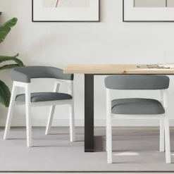 vidaXL Eettafelstoelen 2 st Massief Rubberhout Wit 54 x 57 x 73 cm
