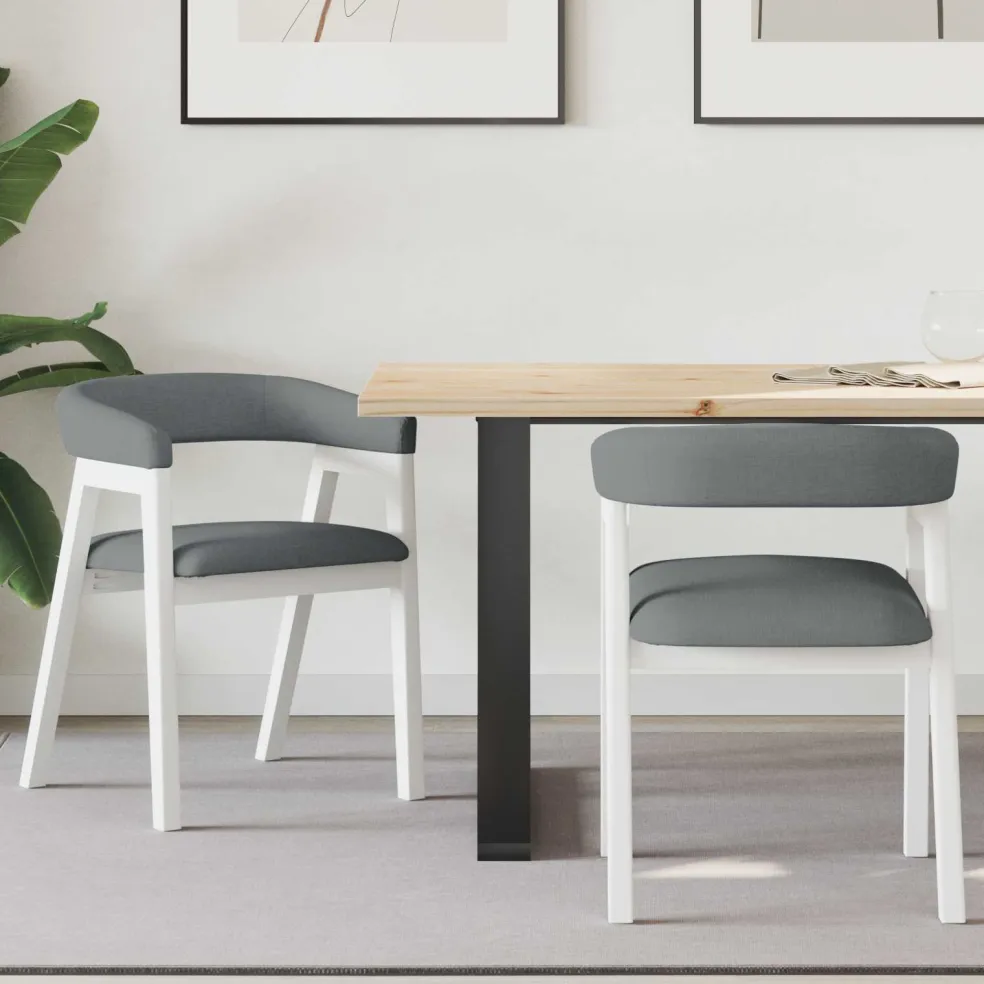 vidaXL Eettafelstoelen 2 st Massief Rubberhout Wit 54 x 57 x 73 cm