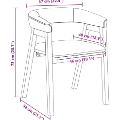 vidaXL Eettafelstoelen 2 st Massief Rubberhout Wit 54 x 57 x 73 cm