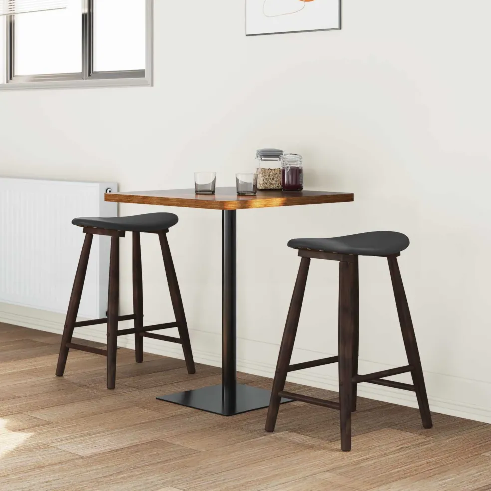 vidaXL Eettafelstoelen 2 st Massief Rubberhout Licht Bruin