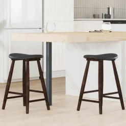 vidaXL Eettafelstoelen 2 st Massief Rubberhout Licht Bruin