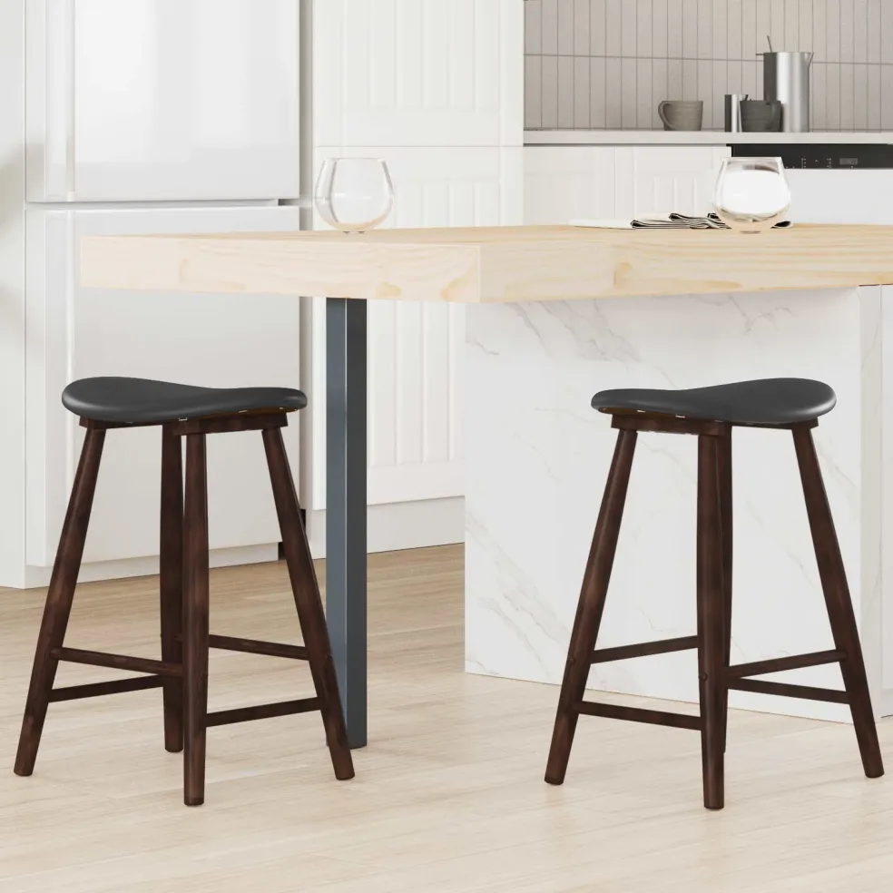 vidaXL Eettafelstoelen 2 st Massief Rubberhout Licht Bruin