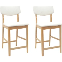 vidaXL Eettafelstoelen 2 st Massief Rubberhout Naturel 48 x 49 x 95 cm
