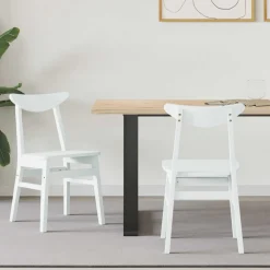 vidaXL Eettafelstoelen 2 st Massief Rubberhout Wit 46 x 37 x 63 cm