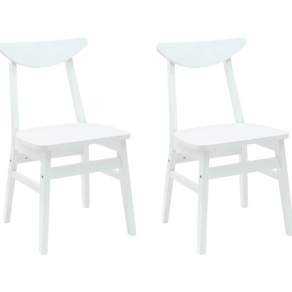 vidaXL Eettafelstoelen 2 st Massief Rubberhout Wit 46 x 37 x 63 cm