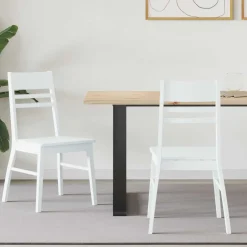 vidaXL Eettafelstoelen 2 st Massief Rubberhout Wit 43 x 54 x 89 cm