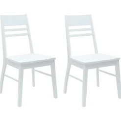 vidaXL Eettafelstoelen 2 st Massief Rubberhout Wit 43 x 54 x 89 cm
