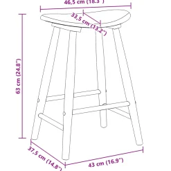vidaXL Eettafelstoelen 2 st Massief Rubberhout Wit 46 x 37 x 63 cm