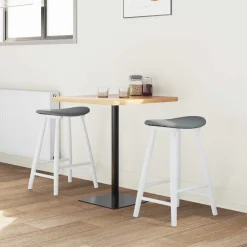 vidaXL Eettafelstoelen 2 st Massief Rubberhout Wit 46 x 37 x 63 cm