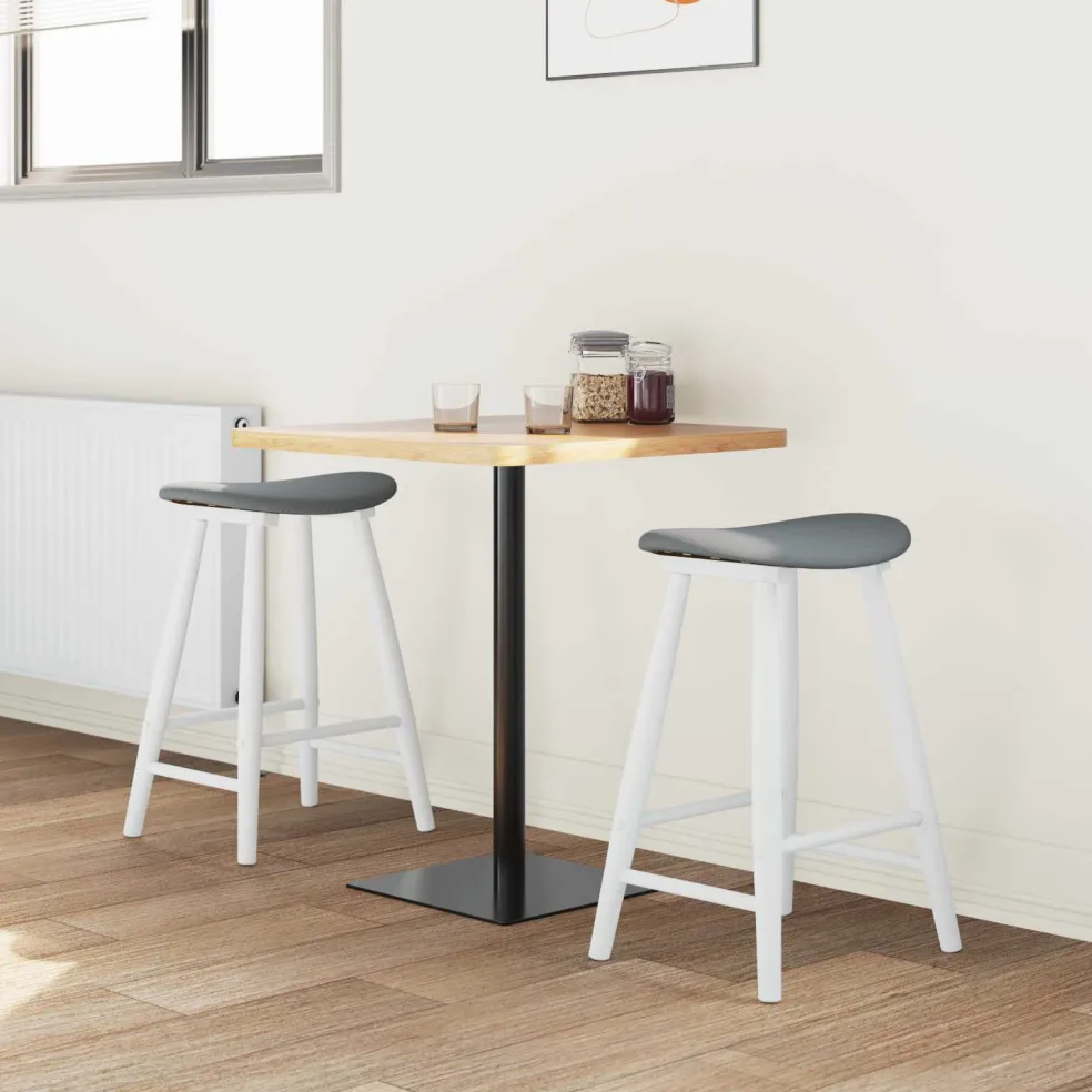 vidaXL Eettafelstoelen 2 st Massief Rubberhout Wit 46 x 37 x 63 cm