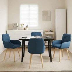vidaXL Eettafelstoelen 4 st Stof Blauw 56,5 x 50 x 87,5 cm