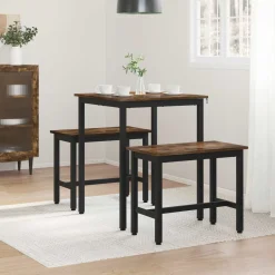 vidaXL Eettafels 60 x 60 x 75 cm Bewerkt hout Gerookt eiken Vierkant