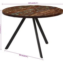 vidaXL Eettafel 110x75 cm massief gerecycled hout