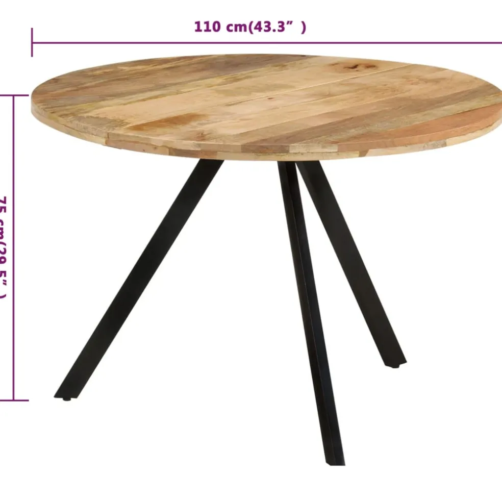 vidaXL Eettafel 110x75 cm massief mangohout
