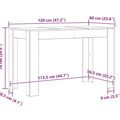 vidaXL Eettafel 120x60x76 cm bewerkt hout oud houtkleurig