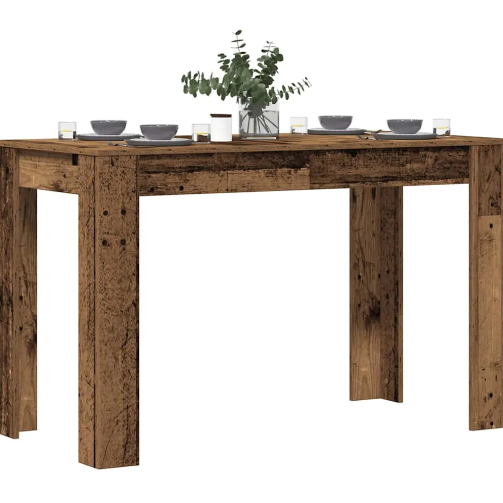 vidaXL Eettafel 120x60x76 cm bewerkt hout oud houtkleurig