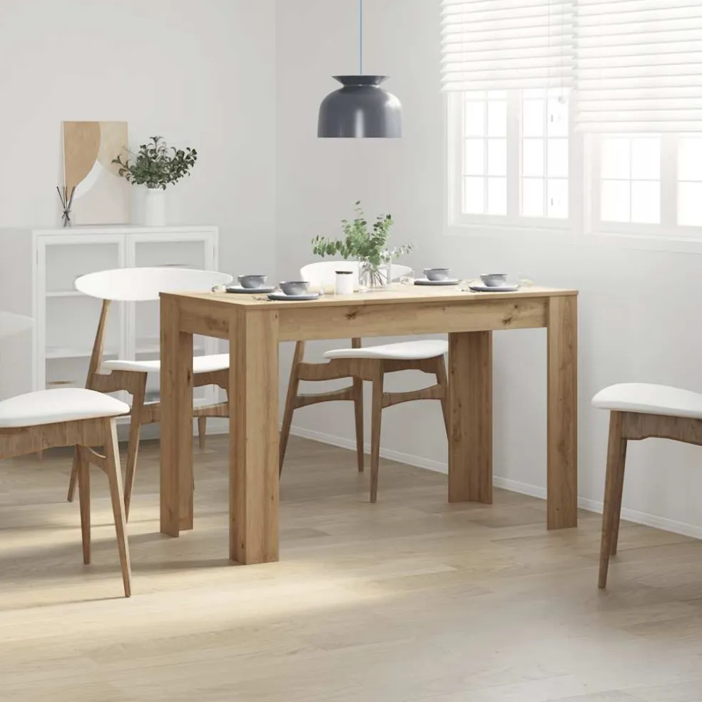 vidaXL Eettafel 120x60x76 cm bewerkt hout artisanaal eikenkleur