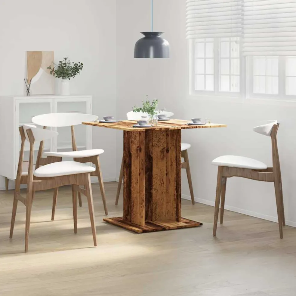 vidaXL Eettafel 80x80x75 cm bewerkt hout oud houtkleurig