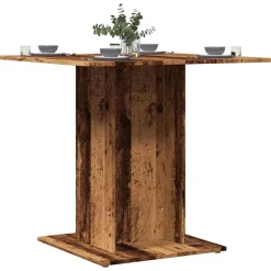 vidaXL Eettafel 80x80x75 cm bewerkt hout oud houtkleurig