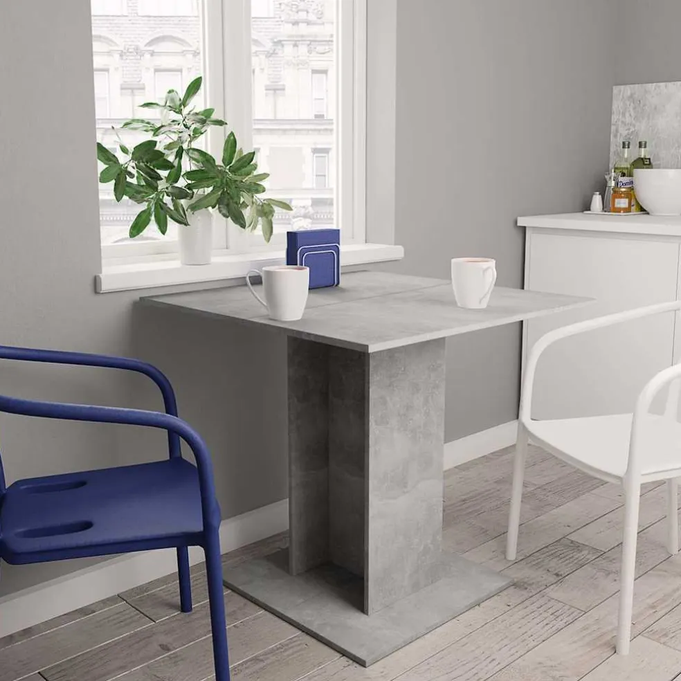 vidaXL Eettafel 80x80x75 cm bewerkt hout betongrijs