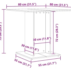 vidaXL Eettafel 80x80x75 cm bewerkt hout wit