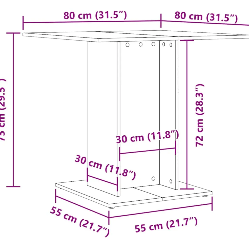 vidaXL Eettafel 80x80x75 cm bewerkt hout wit