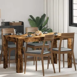 vidaXL Eettafel 140x74,5x76 cm bewerkt hout gerookt eikenkleurig
