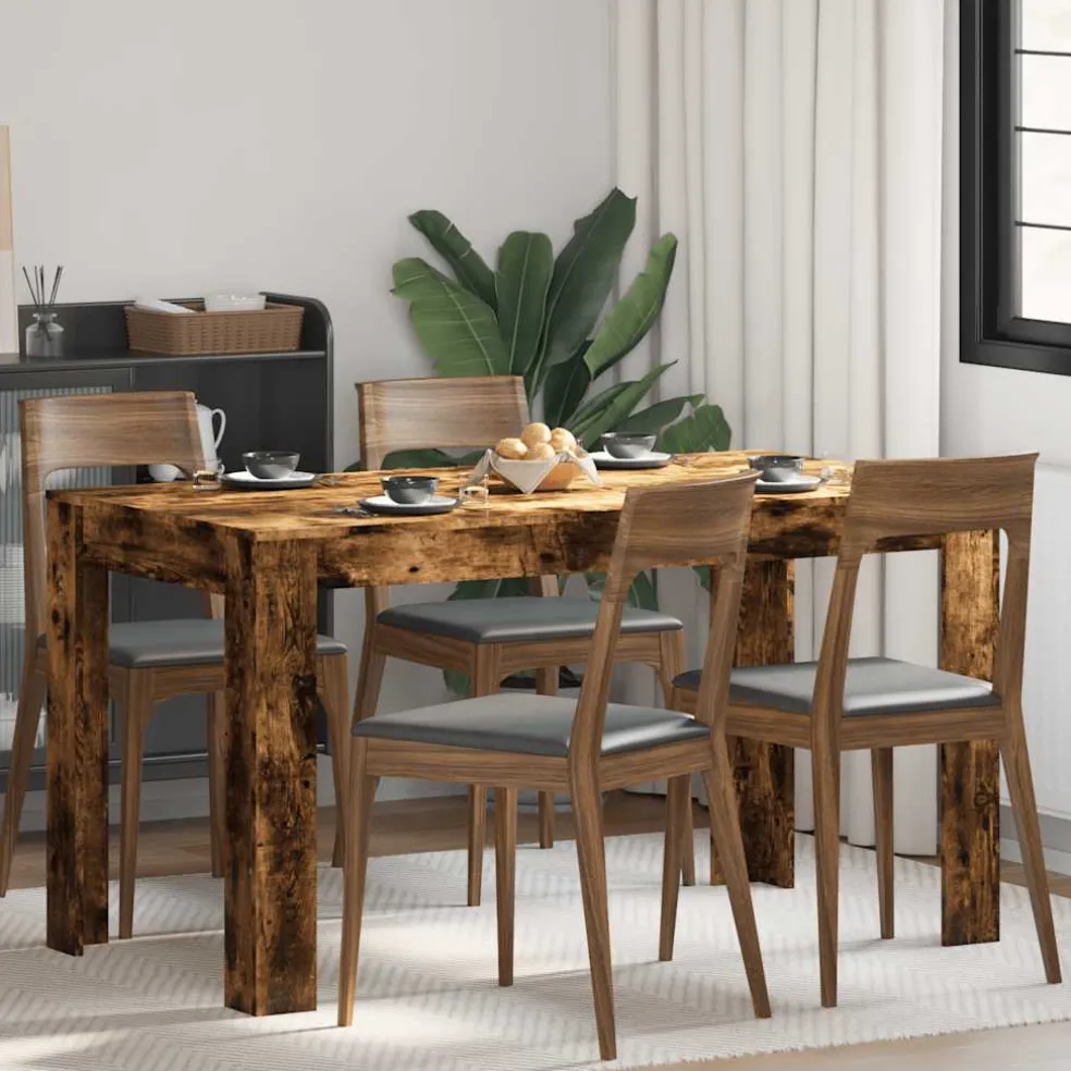 vidaXL Eettafel 140x74,5x76 cm bewerkt hout gerookt eikenkleurig