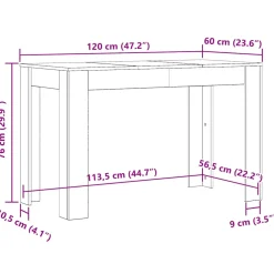 vidaXL Eettafel 120x60x76 cm bewerkt hout grijs sonoma eikenkleurig