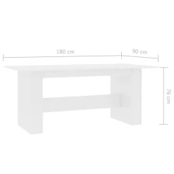 vidaXL Eettafel 180x90x76 cm bewerkt hout wit