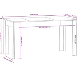 vidaXL Eettafel 140x74,5x76 cm bewerkt hout grijs sonoma eikenkleurig