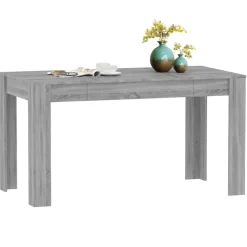vidaXL Eettafel 140x74,5x76 cm bewerkt hout grijs sonoma eikenkleurig