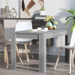 vidaXL Eettafel 140x74,5x76 cm bewerkt hout grijs sonoma eikenkleurig