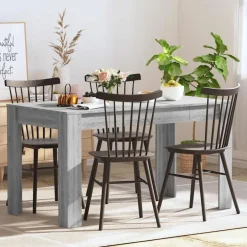 vidaXL Eettafel 140x74,5x76 cm bewerkt hout grijs sonoma eikenkleurig