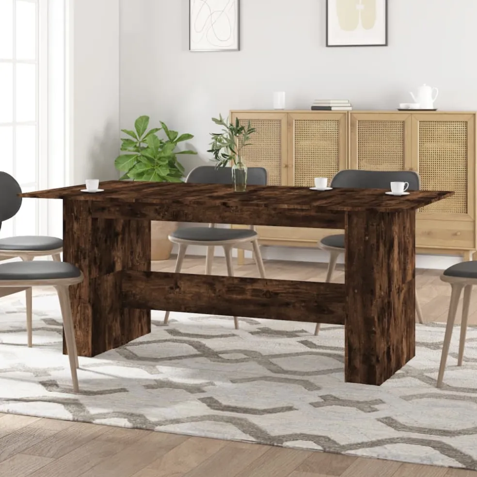 vidaXL Eettafel 180x90x76 cm bewerkt hout gerookt eikenkleurig