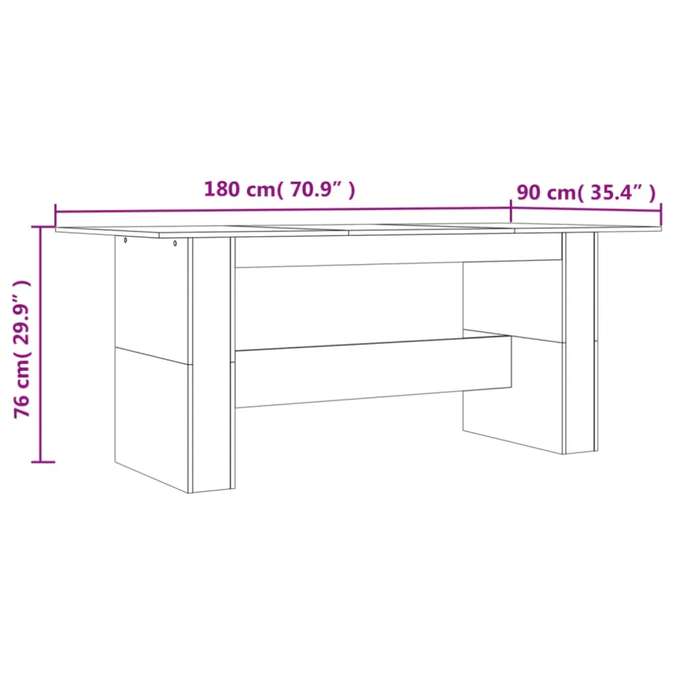 vidaXL Eettafel 180x90x76 cm bewerkt hout gerookt eikenkleurig