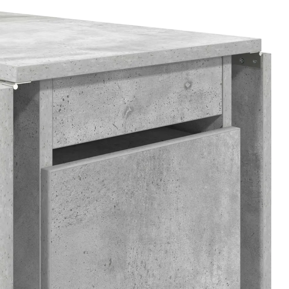 vidaXL Eettafel 140 x 80 x 77 cm Bewerkt hout Betongrijs Rechthoekig