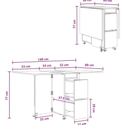 vidaXL Eettafel 140 x 80 x 77 cm Bewerkt hout Betongrijs Rechthoekig