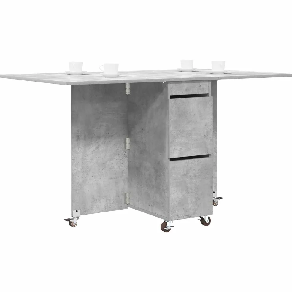 vidaXL Eettafel 140 x 80 x 77 cm Bewerkt hout Betongrijs Rechthoekig