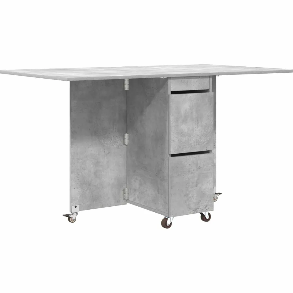 vidaXL Eettafel 140 x 80 x 77 cm Bewerkt hout Betongrijs Rechthoekig