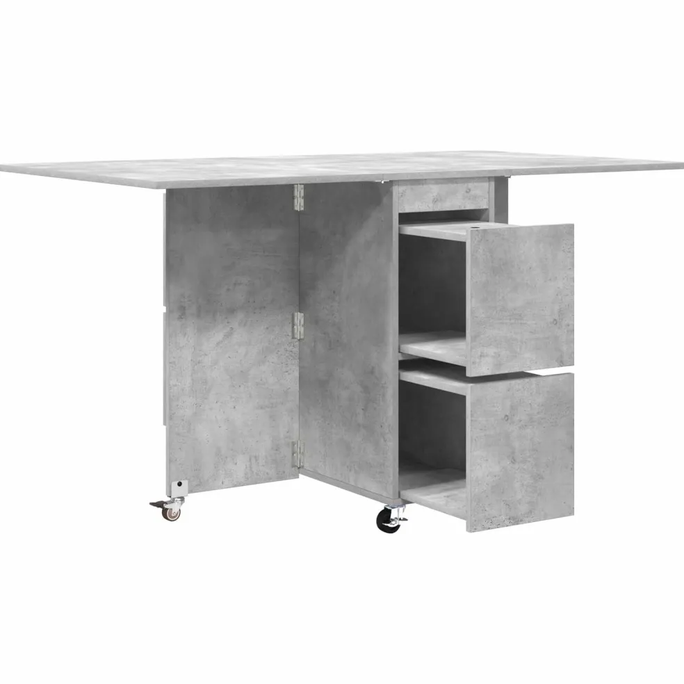 vidaXL Eettafel 140 x 80 x 77 cm Bewerkt hout Betongrijs Rechthoekig