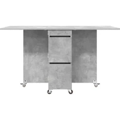 vidaXL Eettafel 140 x 80 x 77 cm Bewerkt hout Betongrijs Rechthoekig