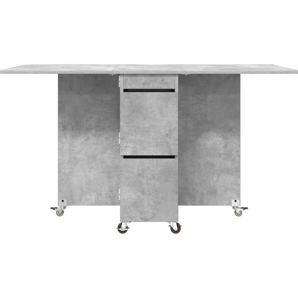 vidaXL Eettafel 140 x 80 x 77 cm Bewerkt hout Betongrijs Rechthoekig
