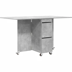 vidaXL Eettafel 140 x 80 x 77 cm Bewerkt hout Betongrijs Rechthoekig