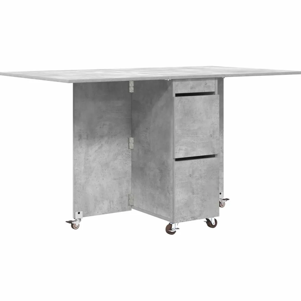 vidaXL Eettafel 140 x 80 x 77 cm Bewerkt hout Betongrijs Rechthoekig