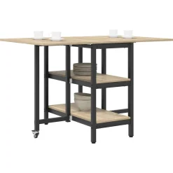 vidaXL Eettafel 122 x 80 x 76,5 cm Bewerkt hout Sonoma Eiken