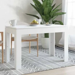 vidaXL Eettafel 120x60x76 cm bewerkt hout wit
