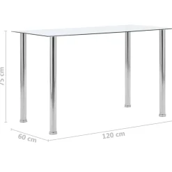 vidaXL Eettafel 120x60x75 cm gehard glas transparant