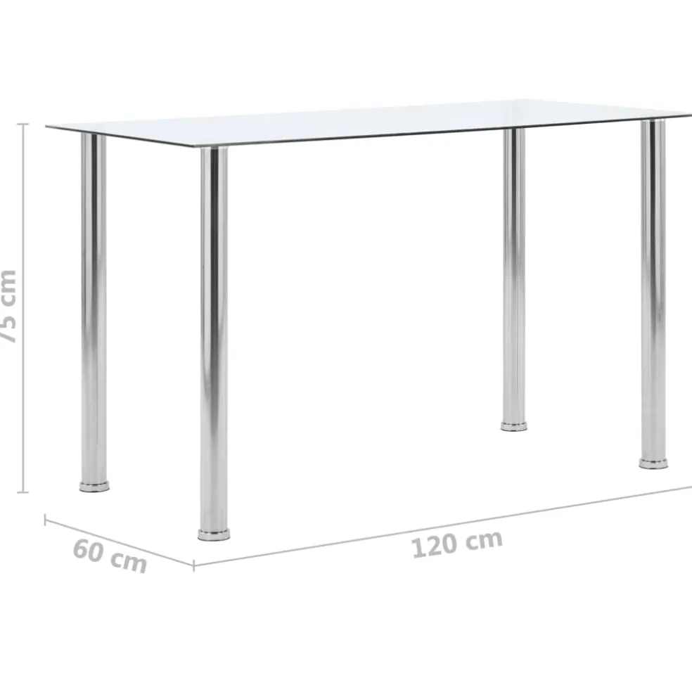 vidaXL Eettafel 120x60x75 cm gehard glas transparant